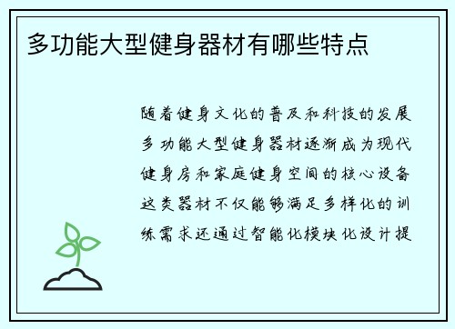 多功能大型健身器材有哪些特点